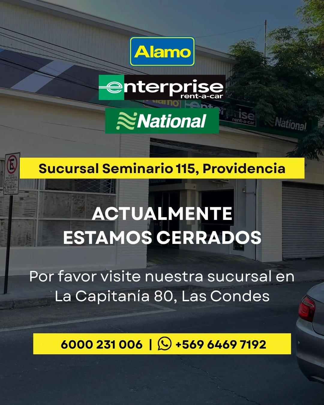 Aviso cierre sucursal Seminario
